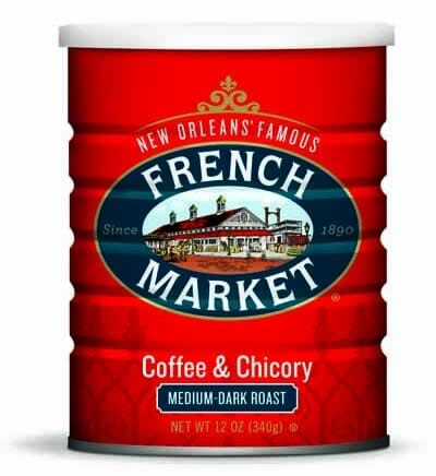 French Market Coffee Medium Dark Roast Coffee & Chicory 12 Oz. Red Can