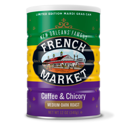 French Market Medium-Dark Roast Ground Coffee & Chicory – 12 Oz Bag, Rich Caramel Flavor
