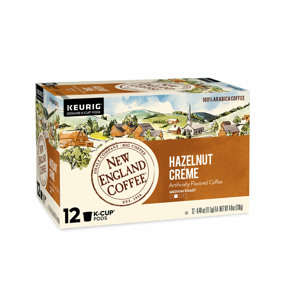 New England Coffee Hazelnut Crème Single Serve 12 ct Box Reily Products