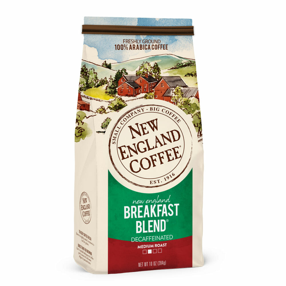 New England Coffee Breakfast Blend Decaf Ground 10 oz Reily Products