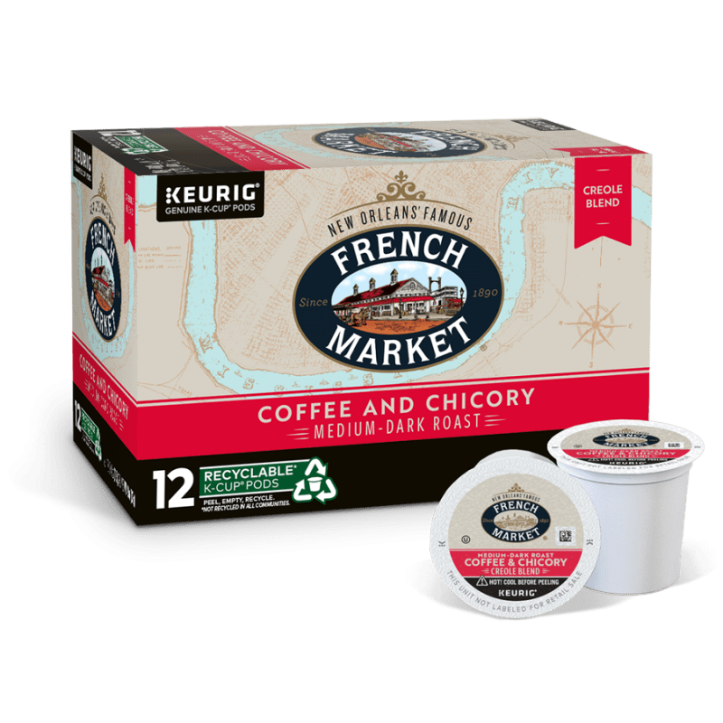 French Market Blend Coffee & Chicory Creole Blend Single Serve Cups 12