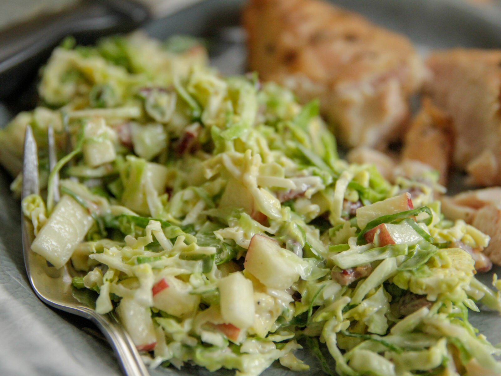 Brussels Sprouts Slaw With Apples, Pecans and Parmesan