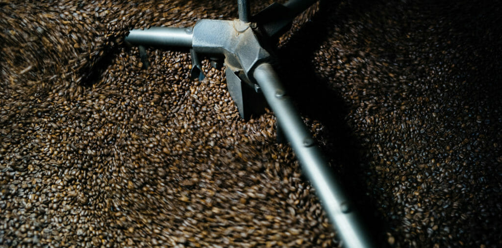 Coffee beans being roasted