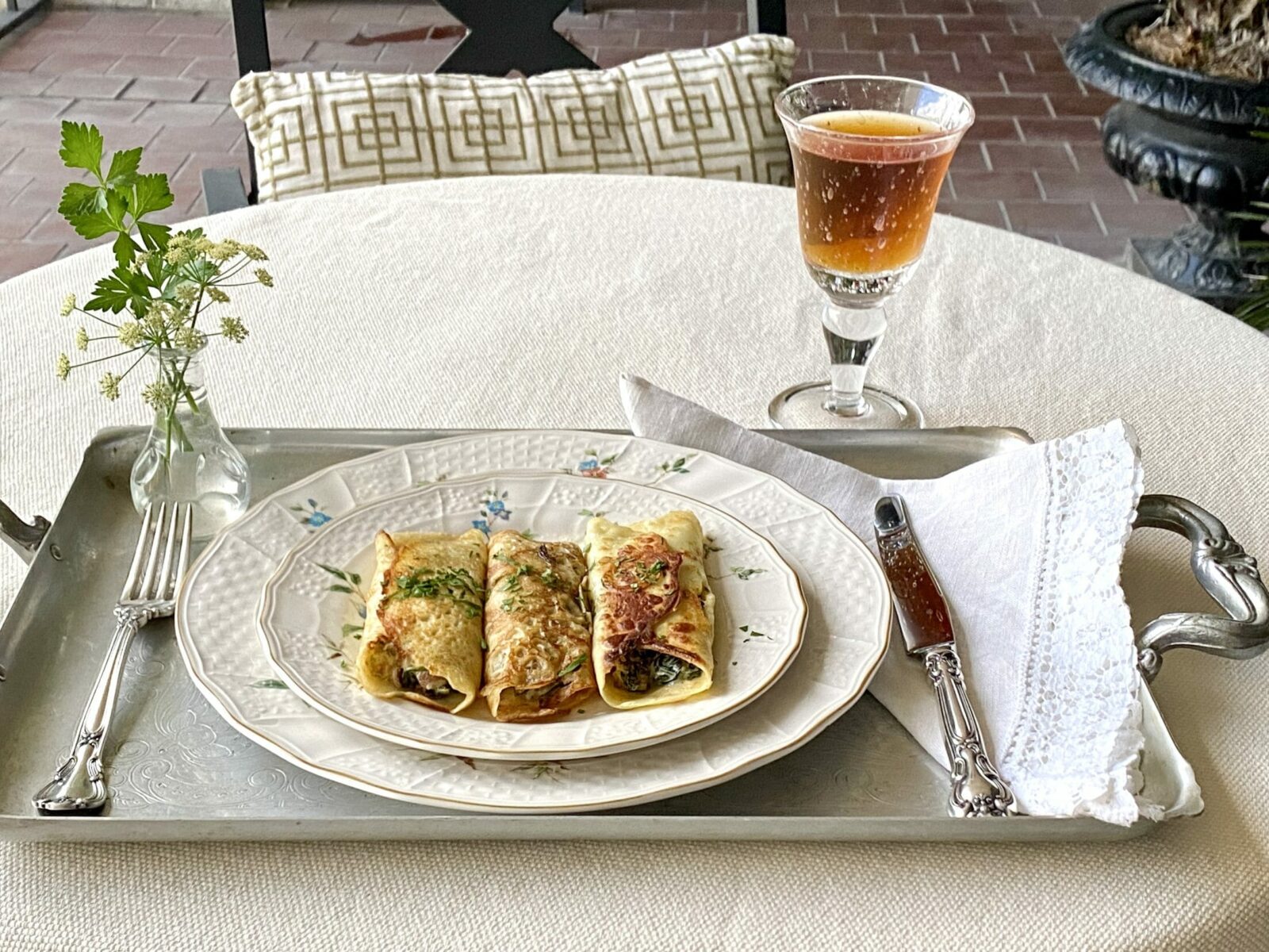Bacon, Mushroom and Spinach Crepes