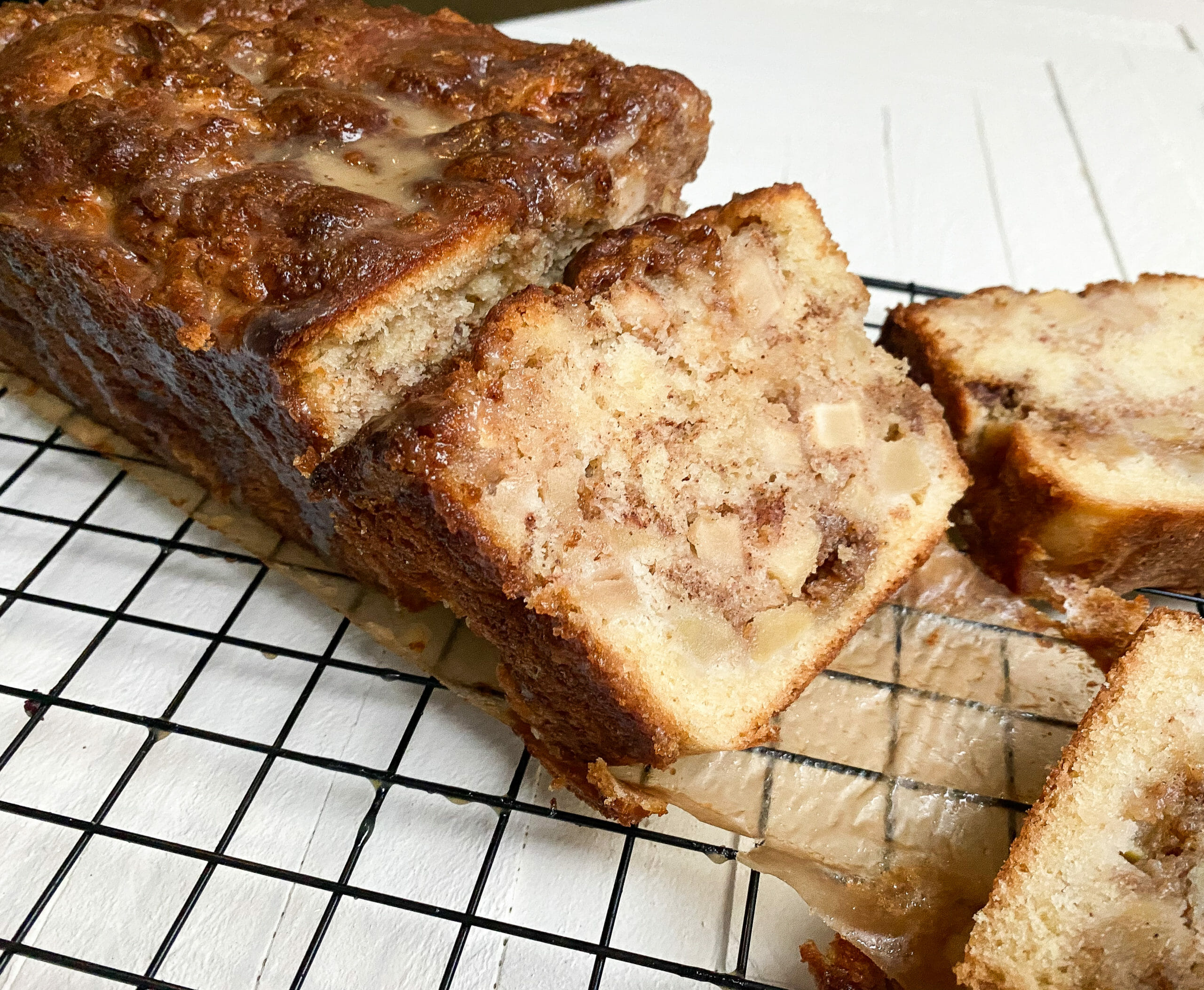 Apple Fritter Loaf With Salted Caramel Glaze Recipe Reily Products