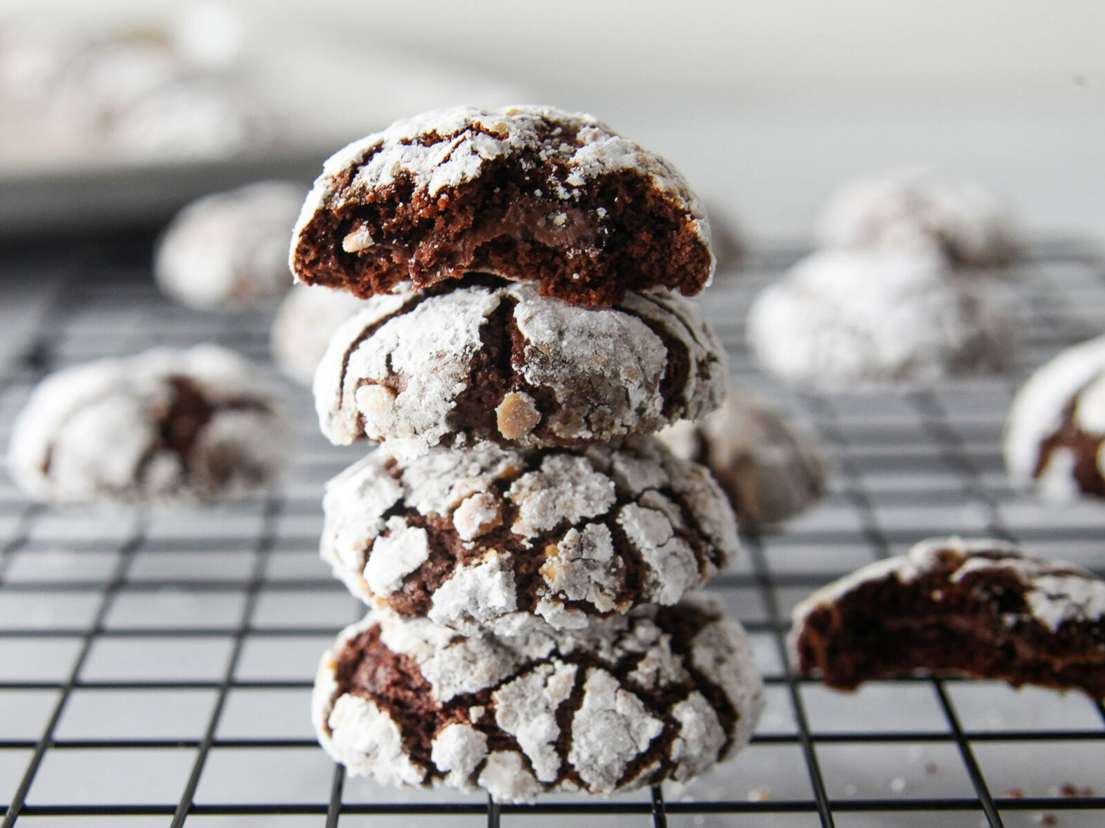 Nutella-Stuffed Chocolate Crinkle Cookies