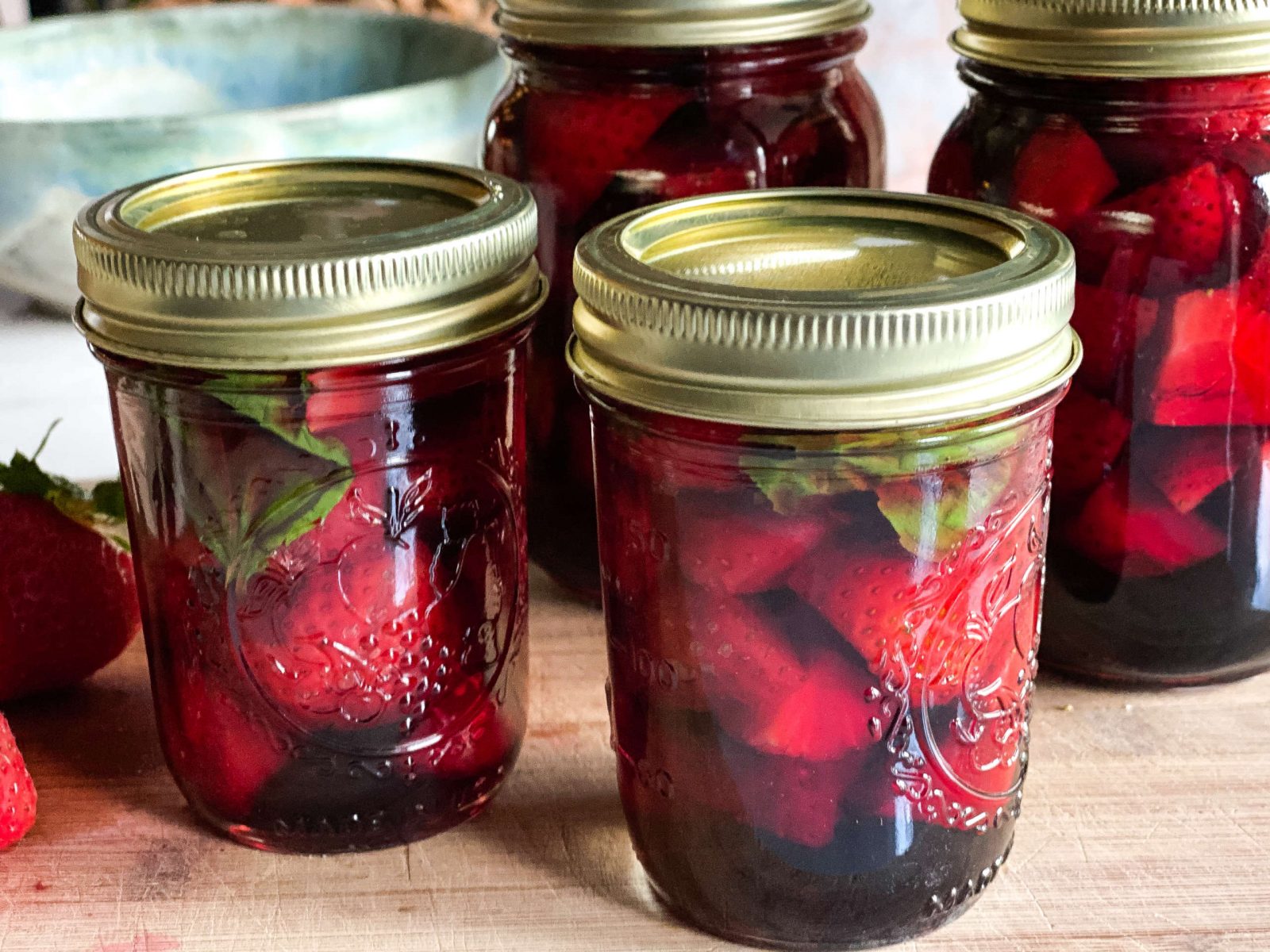 Strawberries in Hibiscus Tea Syrup