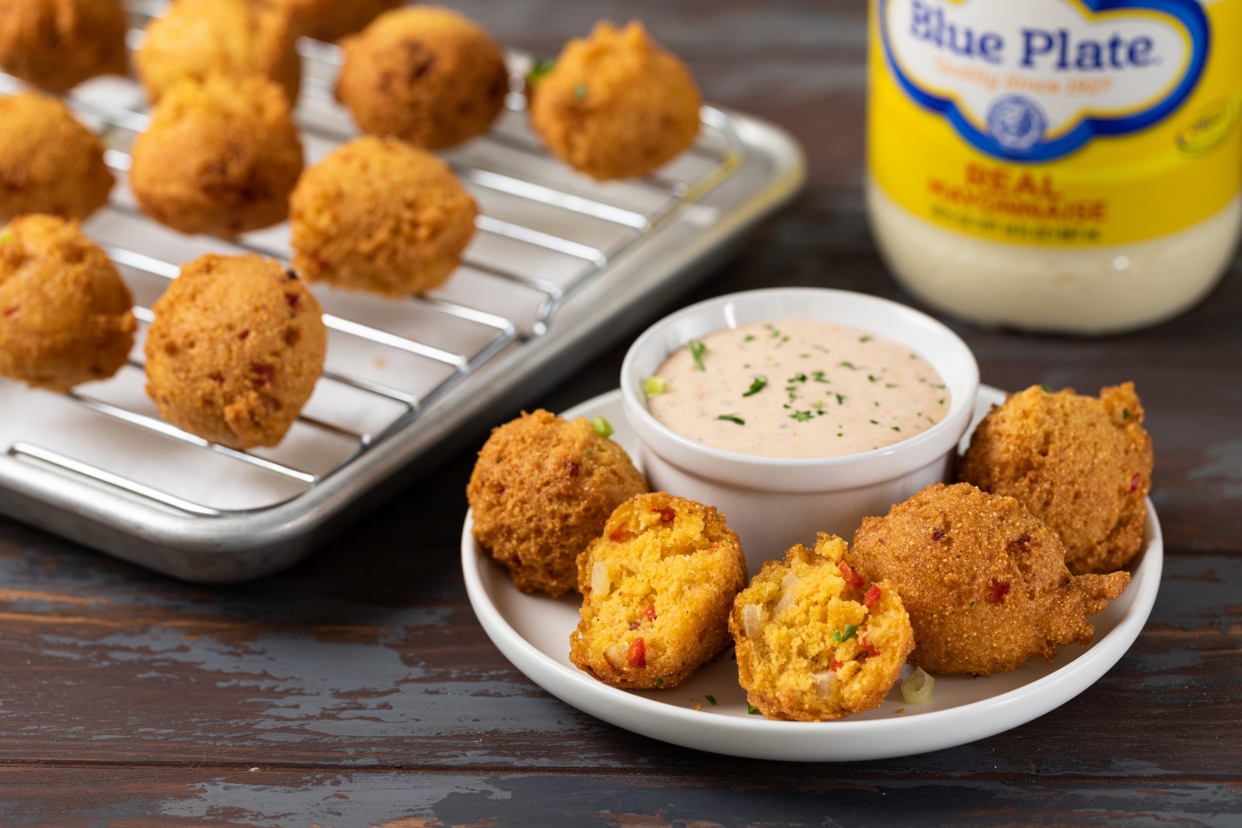 Buttermilk and Sweet Onion Hush Puppies with Spicy Remoulade Recipe