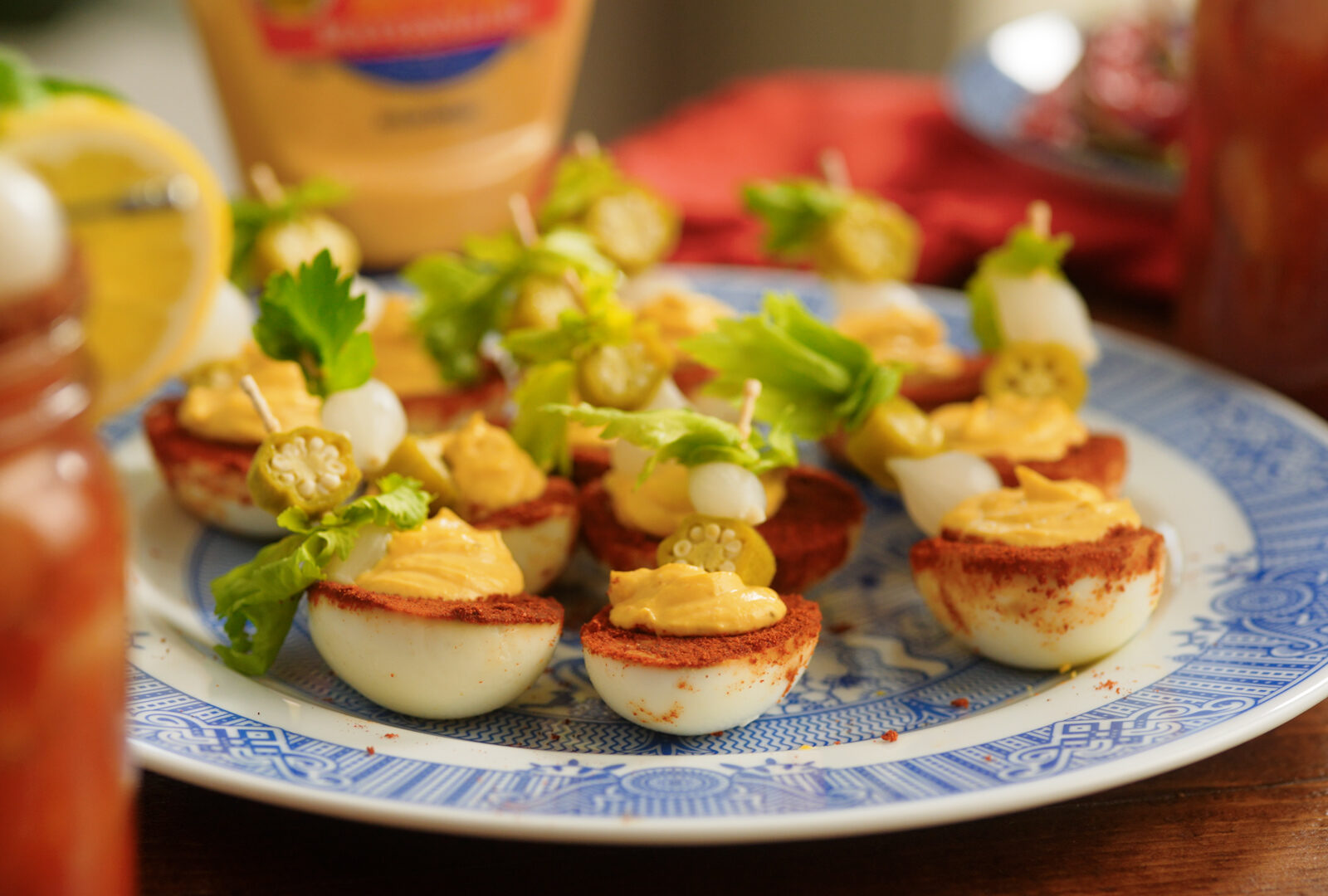 Bloody Mary Deviled Eggs