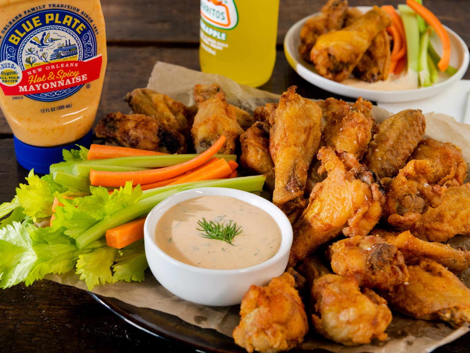 Crispy Baked Chicken Wings with Spicy Ranch Dressing
