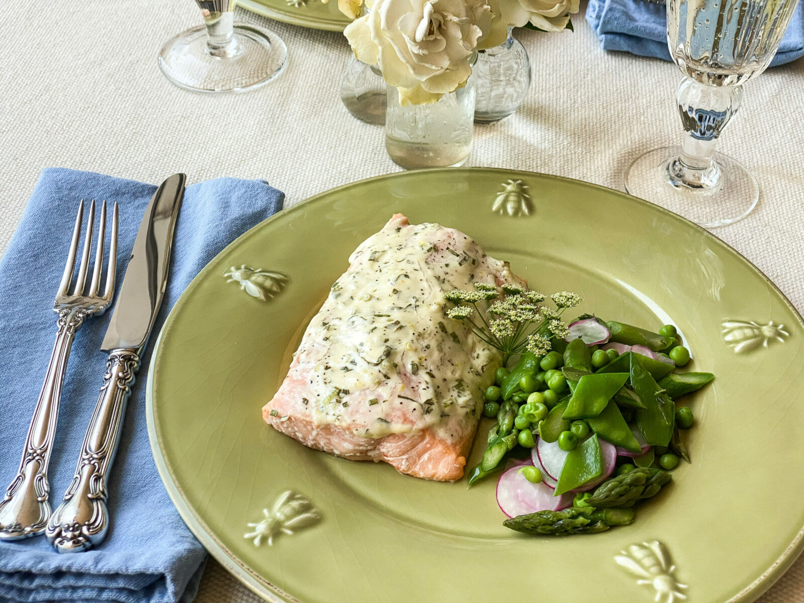 Roasted Salmon with Herbed Mayo Sauce