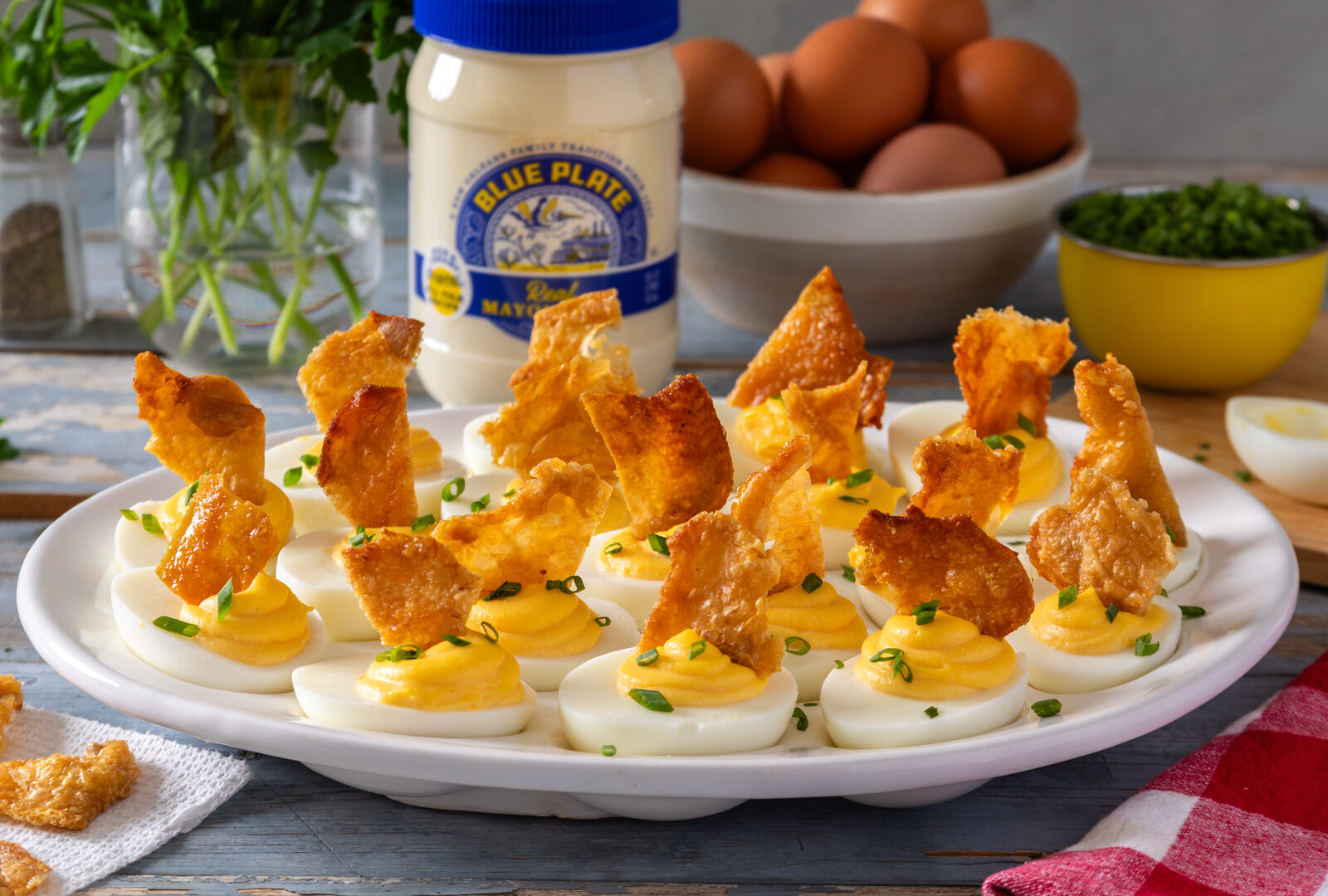Chicken Cracklin’ Deviled Eggs