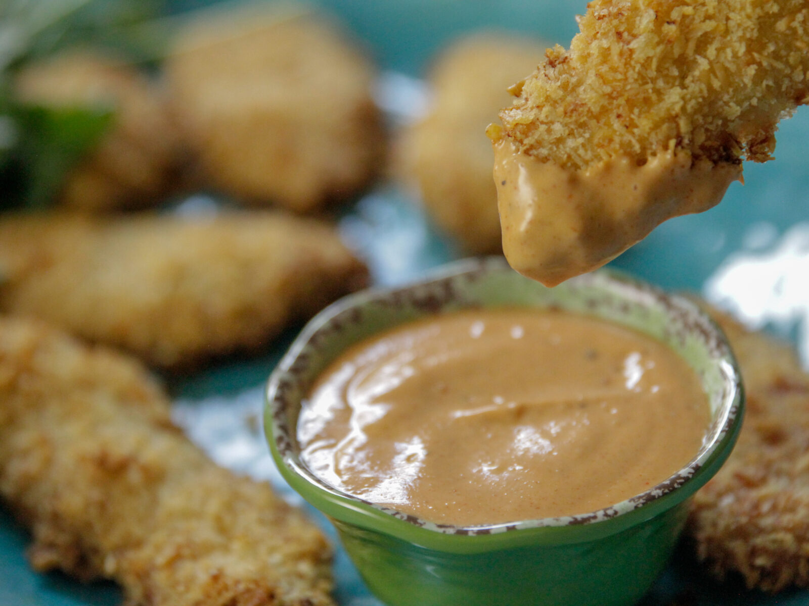 Crispy Baked Chicken Fingers & Pink Fry Sauce